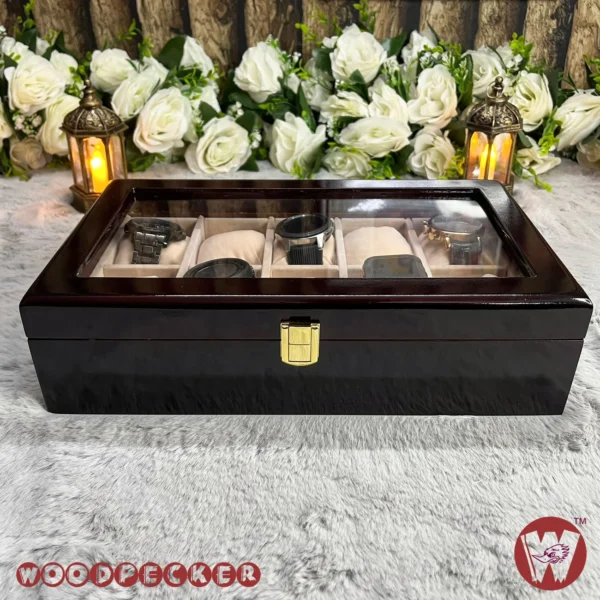 10 Slots Cream Off-white Velvet Wooden Watch Organizer Box - Image 7