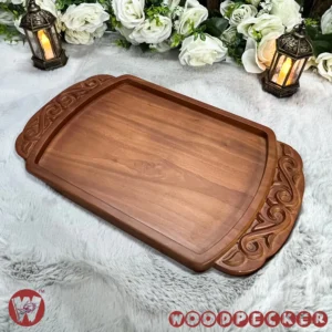 Solid Mahogany Wood Decorative Serving Tray