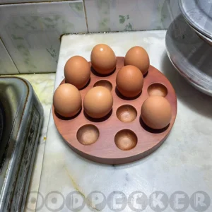 Solid Mahogany wood round 12pcs Egg holder