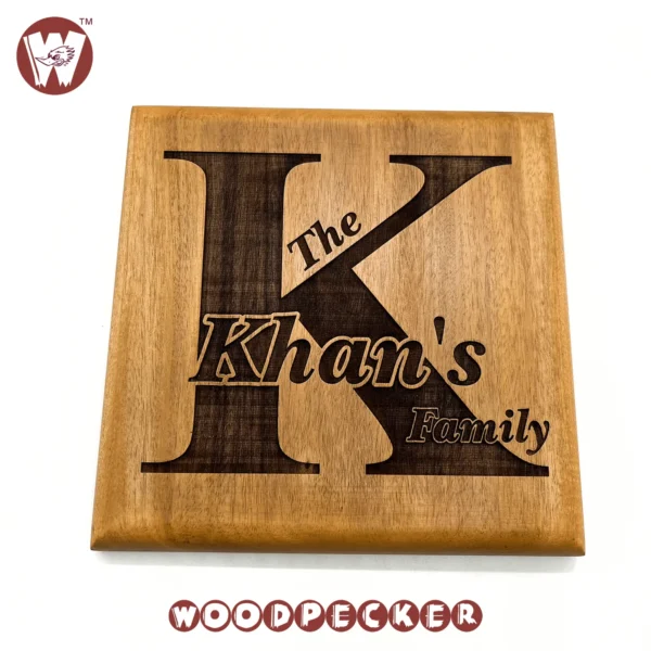 Title Initial Plain engraved Mahogany Wood  Customized Door Nameplate 8x8 inch - Image 6