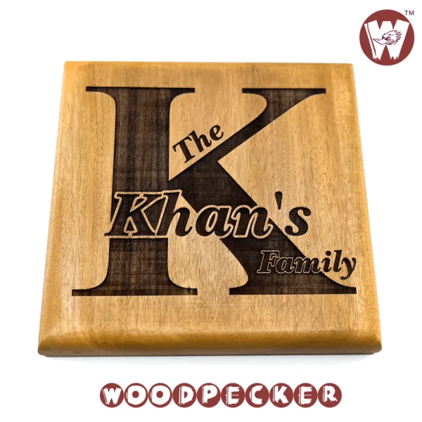 Title Initial Plain engraved Mahogany Wood  Customized Door Nameplate 8x8 inch - Image 7