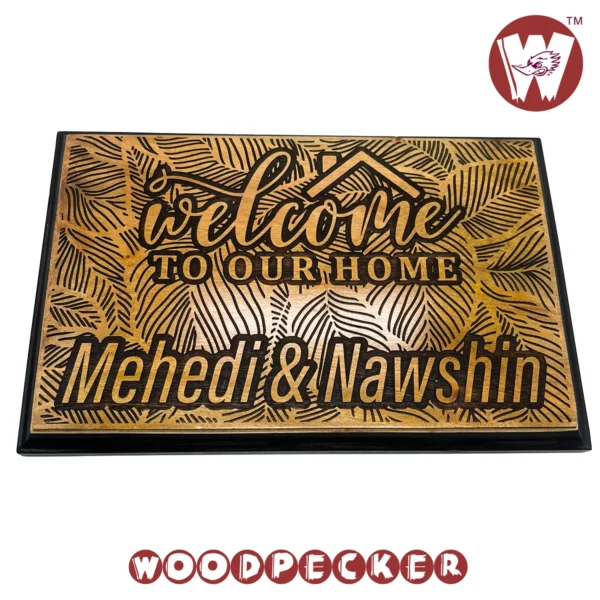 Mahogany Wood Customized Door Nameplate With Leaf Background 12x6 inch - Image 5