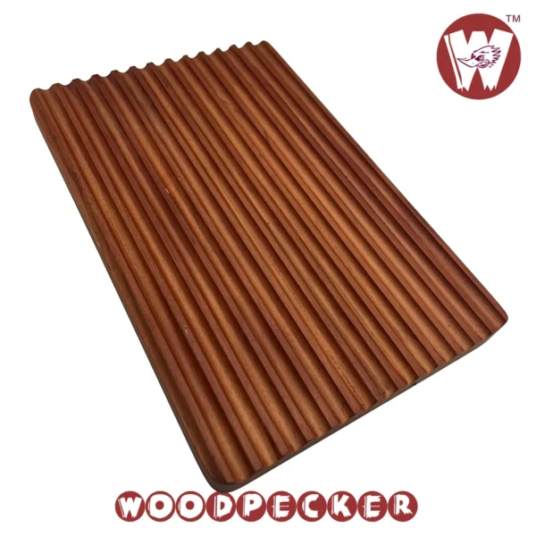 Solid Mahogany wood wave design rectangular dining table heat protector with serving tray - Image 2