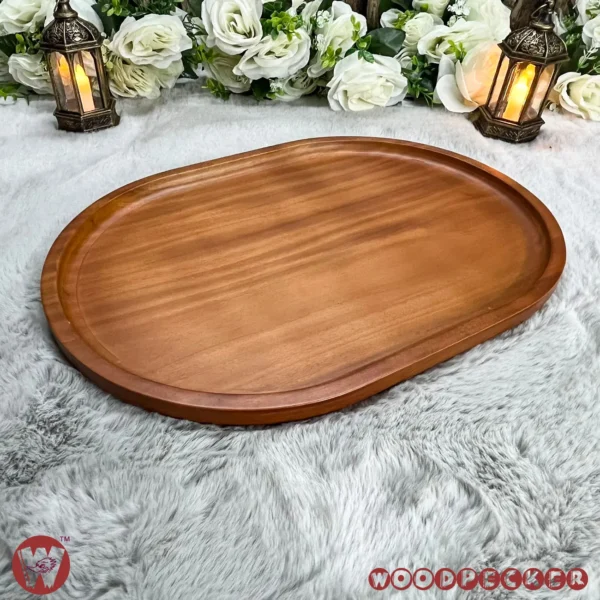 Solid Mahogany Wooden large Oval Tray - Image 2