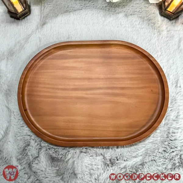 Solid Mahogany Wooden large Oval Tray - Image 3