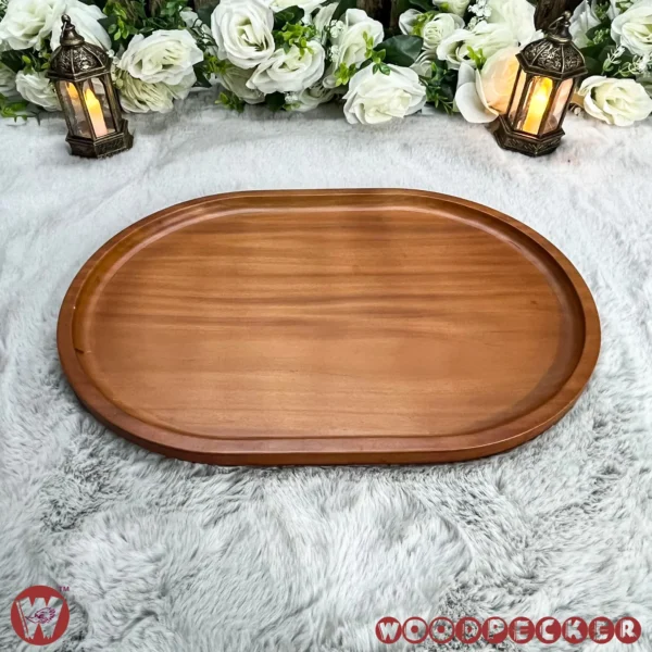 Solid Mahogany Wooden large Oval Tray - Image 4