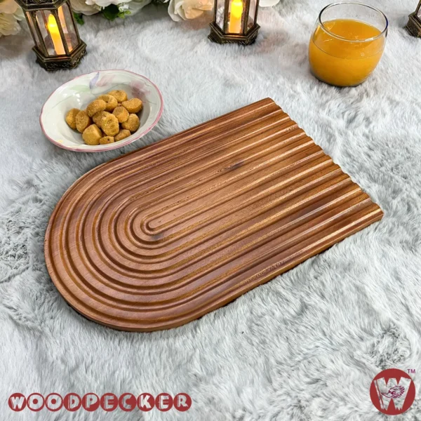 Solid Mahogany Wood Semi oval dining table heat protector with serving tray