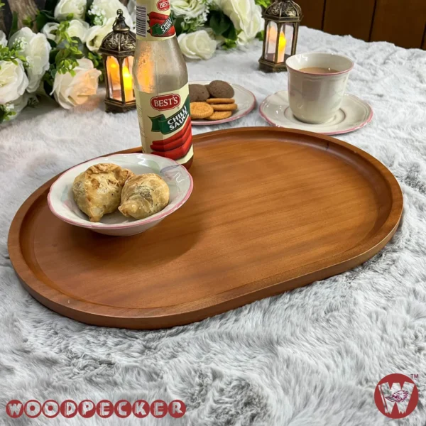 Solid Mahogany Wooden large Oval Tray