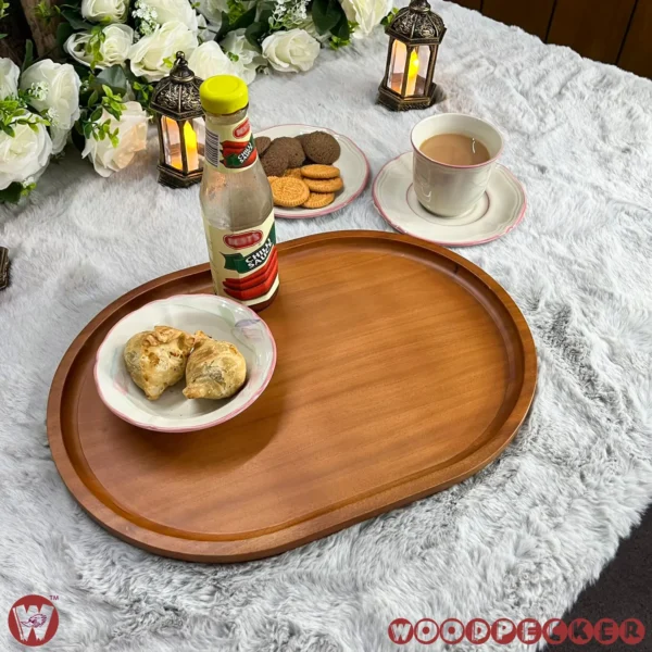 Solid Mahogany Wooden large Oval Tray - Image 9