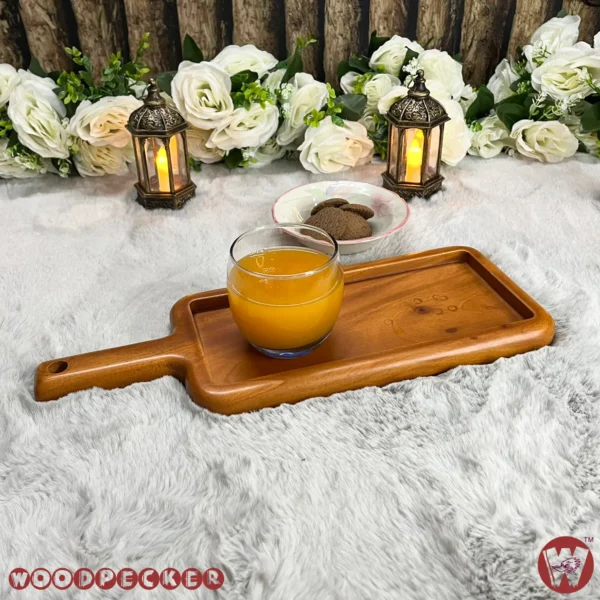 Solid Mahogany Wood Serving tray for one guest  with handle - Image 8