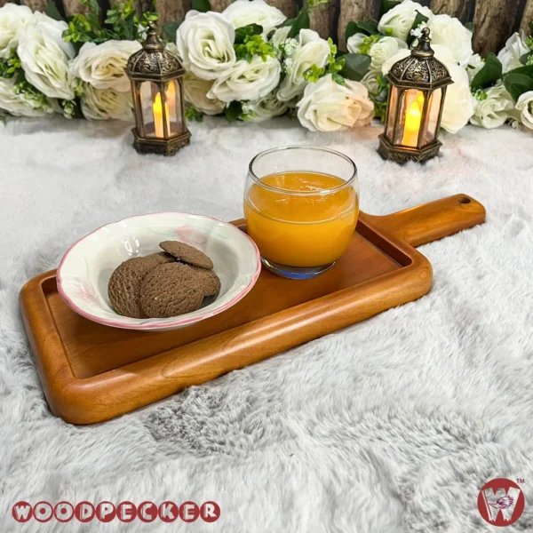 Solid Mahogany Wood Serving tray for one guest  with handle - Image 9