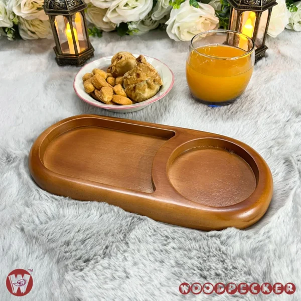 Solid Mahogany Wooden Serving tray with 2 slots for one guest - Image 8