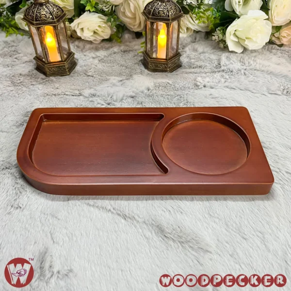 Solid Mahogany Wooden Serving tray with 2 slots for one guest - Image 4