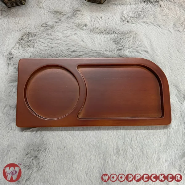 Solid Mahogany Wooden Serving tray with 2 slots for one guest - Image 5