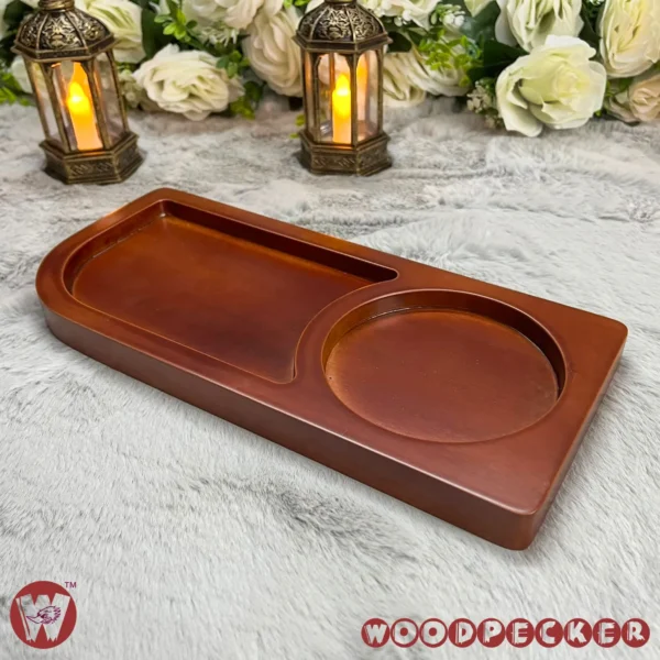 Solid Mahogany Wooden Serving tray with 2 slots for one guest - Image 6