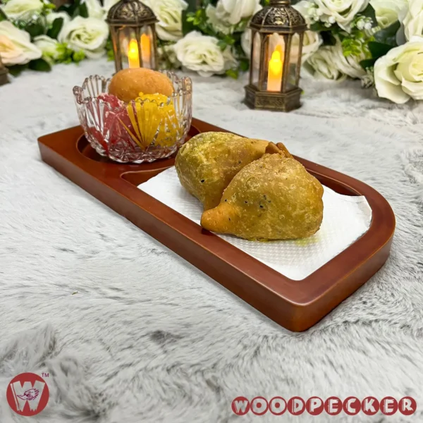 Solid Mahogany Wooden Serving tray with 2 slots for one guest - Image 15