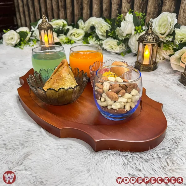 Solid Mahogany Wooden Royal Shaped serving tray - Image 3