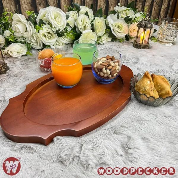 Solid Mahogany Wooden Royal Shaped serving tray - Image 5