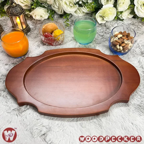 Solid Mahogany Wooden Royal Shaped serving tray - Image 6