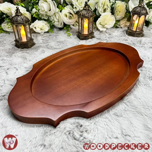 Solid Mahogany Wooden Royal Shaped serving tray - Image 8