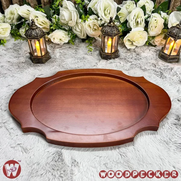 Solid Mahogany Wooden Royal Shaped serving tray