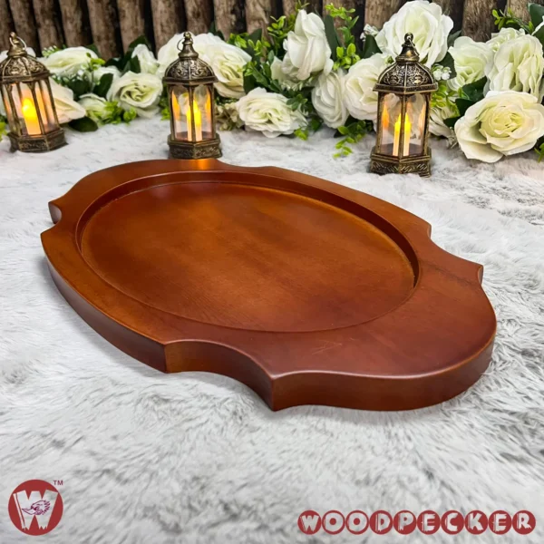 Solid Mahogany Wooden Royal Shaped serving tray - Image 10