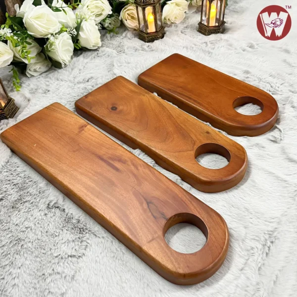 Solid Mahogany Wood Semi oval Chopping Board or serving tray – 3 Sizes - Image 3