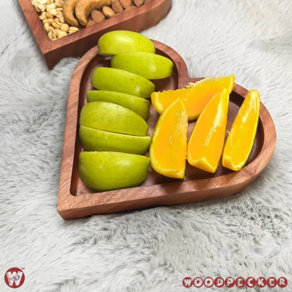 Solid Mahogany Wood Love-Shaped snacks serving tray - Image 4