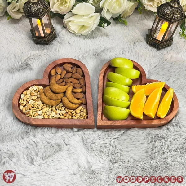 Solid Mahogany Wood Love-Shaped snacks serving tray - Image 5