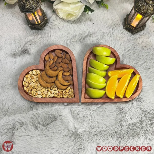 Solid Mahogany Wood Love-Shaped snacks serving tray - Image 6