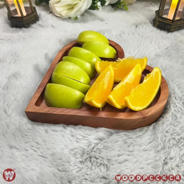 Solid Mahogany Wood Love-Shaped snacks serving tray - Image 9