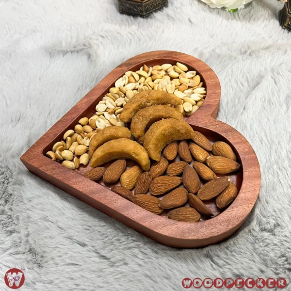 Solid Mahogany Wood Love-Shaped snacks serving tray - Image 10