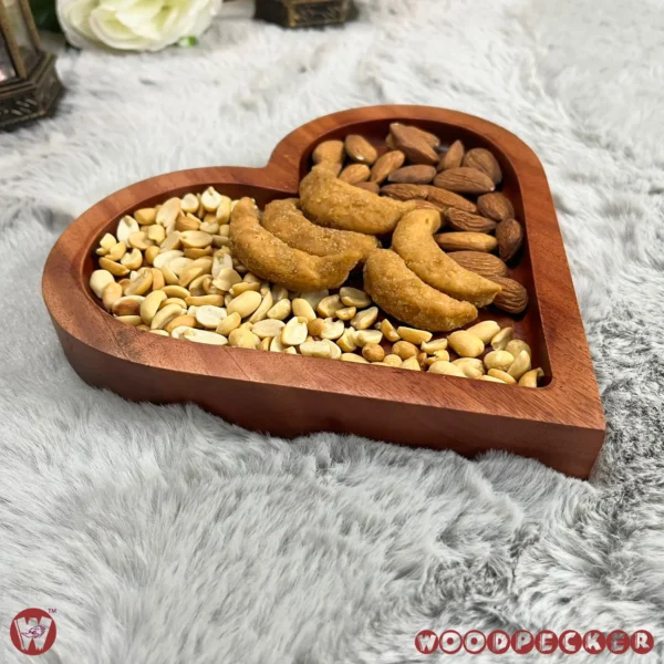 Solid Mahogany Wood Love-Shaped snacks serving tray - Image 11