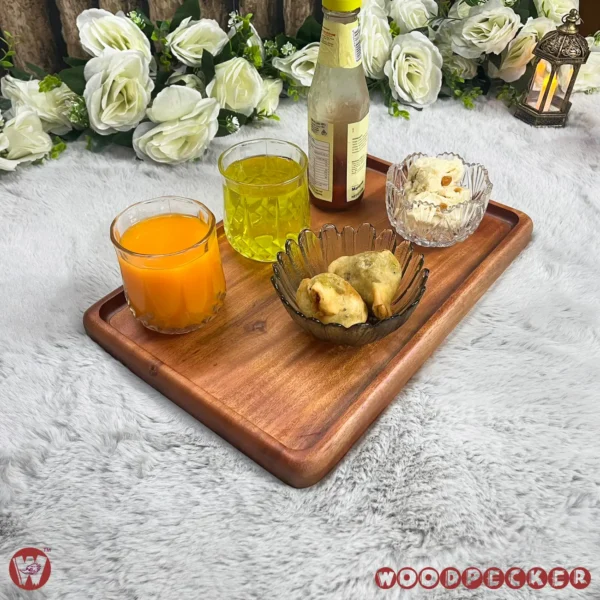 Solid Mahogany Wood Rectangular Serving Tray – 2 Sizes - Image 9