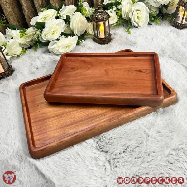 Solid Mahogany Wood Rectangular Serving Tray – 2 Sizes - Image 12