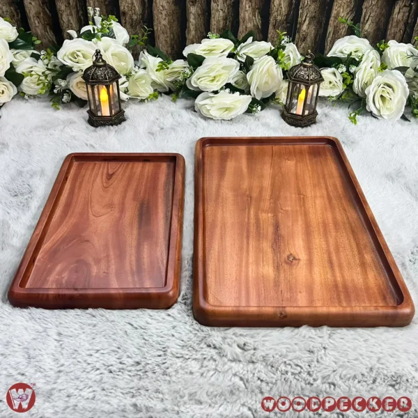 Solid Mahogany Wood Rectangular Serving Tray – 2 Sizes - Image 13