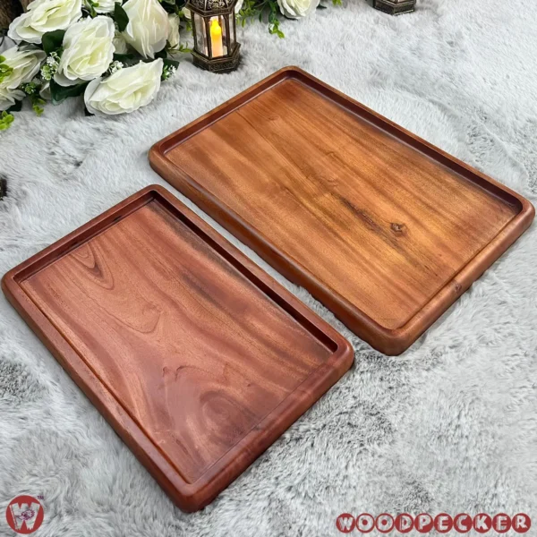 Solid Mahogany Wood Rectangular Serving Tray – 2 Sizes - Image 14