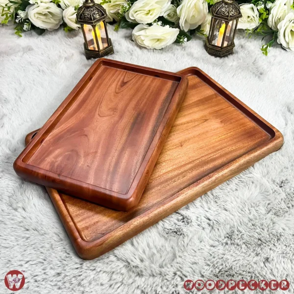 Solid Mahogany Wood Rectangular Serving Tray – 2 Sizes - Image 15