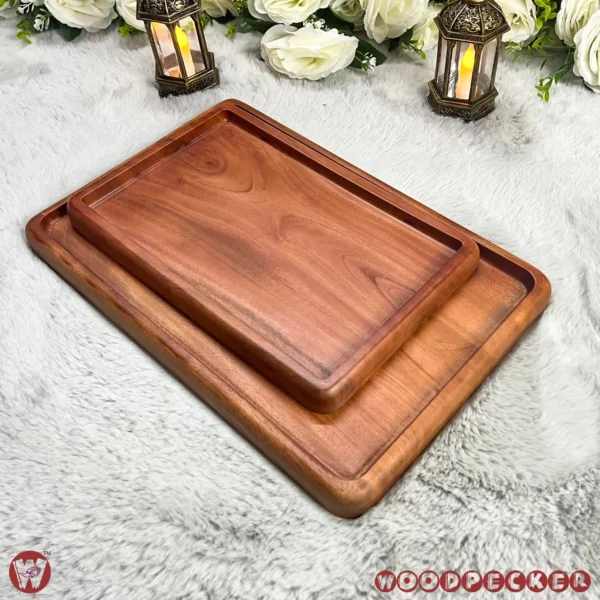 Solid Mahogany Wood Rectangular Serving Tray – 2 Sizes - Image 16