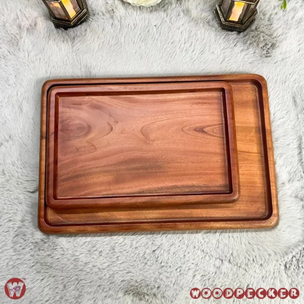 Solid Mahogany Wood Rectangular Serving Tray – 2 Sizes - Image 17