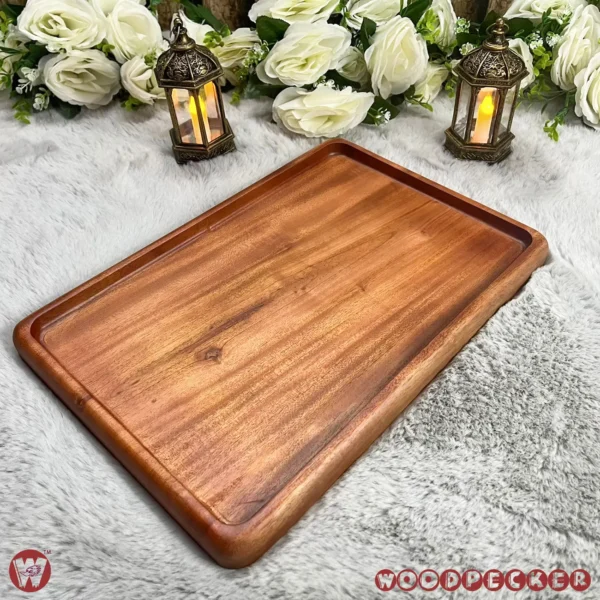 Solid Mahogany Wood Rectangular Serving Tray – 2 Sizes - Image 18