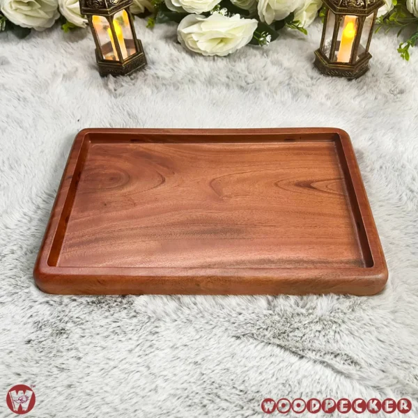 Solid Mahogany Wood Rectangular Serving Tray – 2 Sizes - Image 22