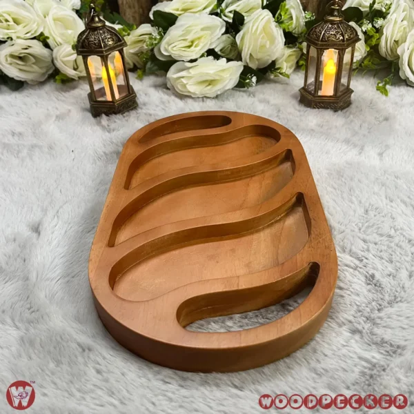 Solid Mahogany Wood Oval Snacks/Nuts tray 3 slots - Image 9