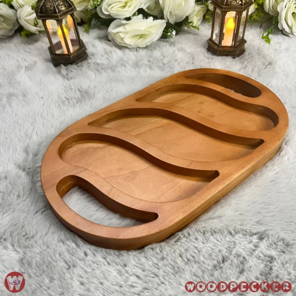 Solid Mahogany Wood Oval Snacks/Nuts tray 3 slots - Image 10