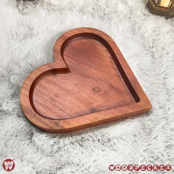 Solid Mahogany Wood Love-Shaped snacks serving tray - Image 12