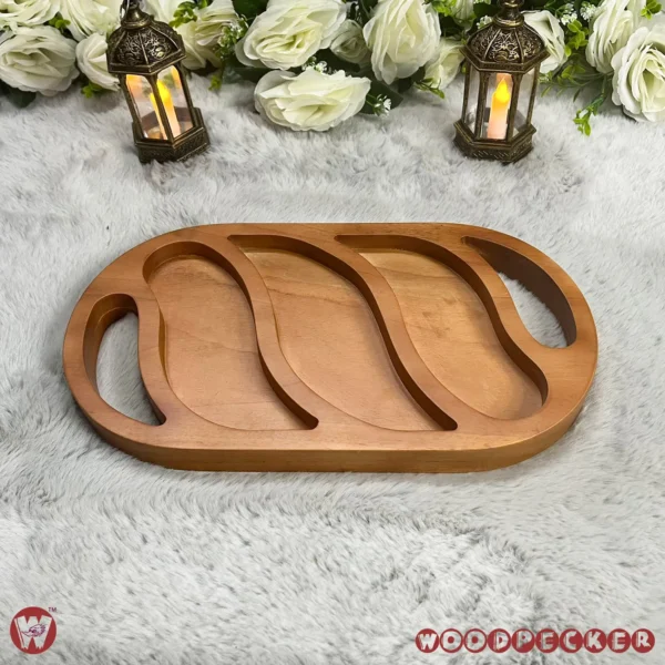 Solid Mahogany Wood Oval Snacks/Nuts tray 3 slots - Image 12