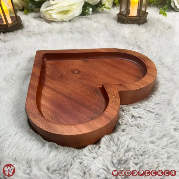 Solid Mahogany Wood Love-Shaped snacks serving tray - Image 13