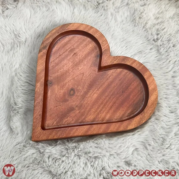 Solid Mahogany Wood Love-Shaped snacks serving tray - Image 14