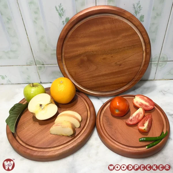 Solid Mahogany Wood Round Chopping Board or serving tray – 3 Sizes - Image 2