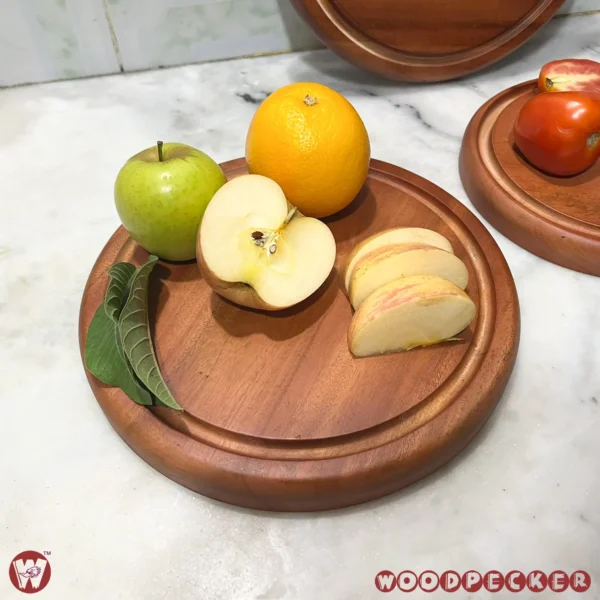 Solid Mahogany Wood Round Chopping Board or serving tray – 3 Sizes - Image 3